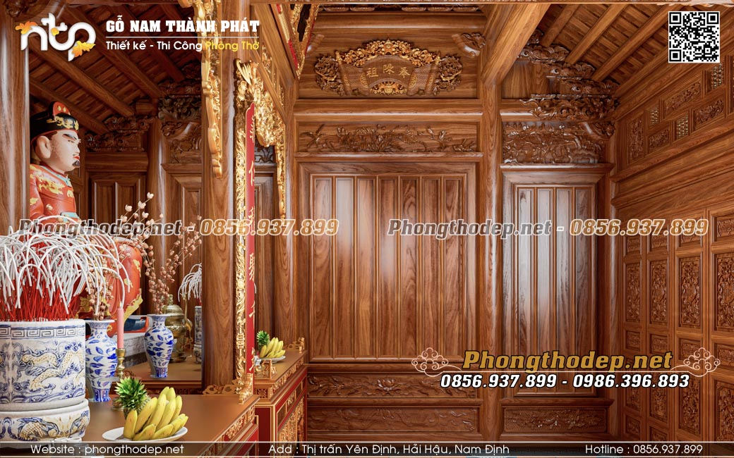 Vách đố măng trong nhà gỗ 5 gian